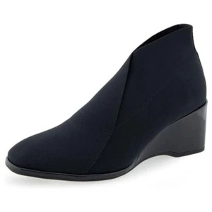 NWT Aerosoles Womens Anini Black Elastic Textile Wedge Ankle Boot Shoe Size 8M - Picture 1 of 9