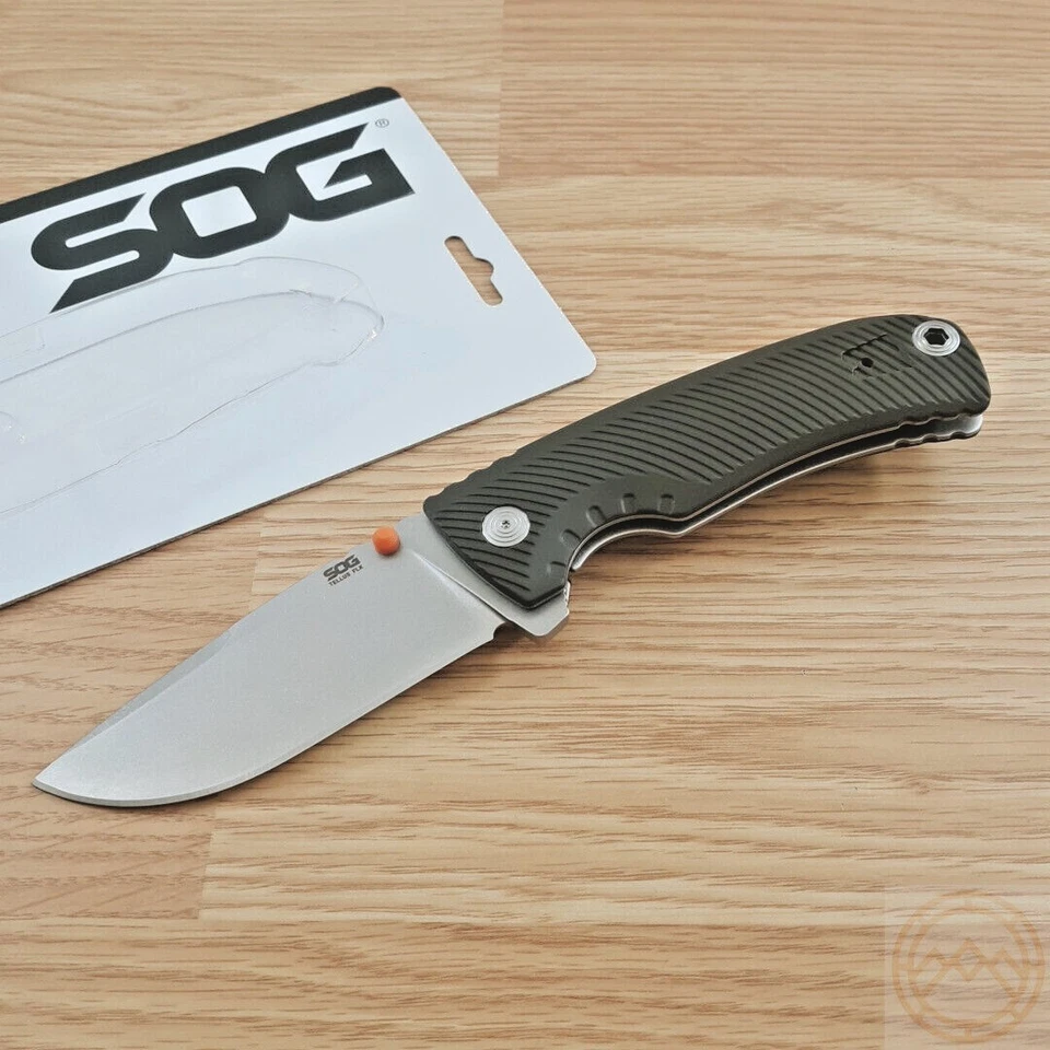 Sog Tellus FLK Framelock OD Green GRN Cryo 440 Folding Knife 14060143