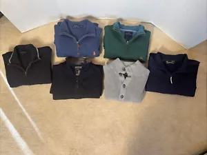 Lot of 6 Men’s M L/S Designer Knits-5 Qtr Zip/1 Full Zip-3 BR, 1 RL, 1 BB, 1 UA - Picture 1 of 17