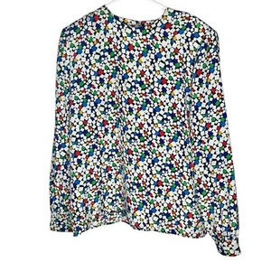 Blusa retro vintage Prestige Business Fashions años 70 talla 8, arte de usar colorida - Imagen 1 de 8