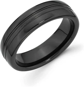 Father's Day Gift Black Ceramic 6mm Comfort Fit Fashion or Wedding Band Ring - Picture 1 of 6
