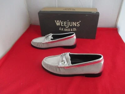 Mocasines GH Bass para mujer de terciopelo Lianna $135 metálicos plateados talla 5 1/2 - #485 Foto 1 de 4