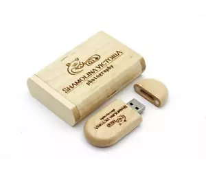 Free Personalized Maple Wooden Bean USB Flash Pen Drive Wedding Memories + Box - Picture 1 of 6