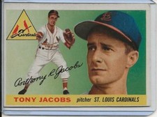 1955 Topps Baseball Card Tony Jacobs Pitcher St Louis Cardinals NR MT HIGH # 183