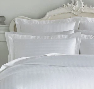 Charter Club Damask Stripe Solid White KING Pillow Sham Tailored 550tc Cotton - Picture 1 of 3