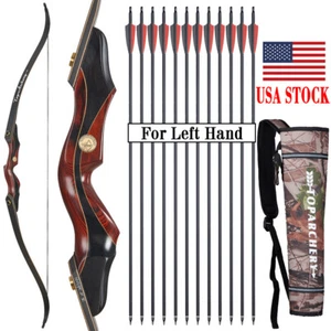 60" 25-50lbs Takedown Recurve Bow Left Hand Wooden Riser Bow Outdoor Hunt Target - Picture 1 of 23