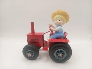 COUNTRY COUSINS - Scooter on Red Tractor Sitting Porcelain Figurine No Box - Picture 1 of 7