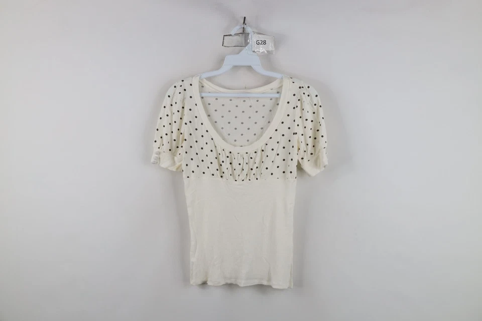 Vtg Y2K Forever 21 Womens XS Bella Babydoll Polka Dot Ribbed Knit Shirt Top - Image 1 of 4