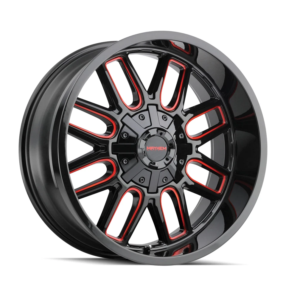 Колесо 17 дюймов Mayhem Cogent 17x9 черное с призмой красное 5x5 5x5,5 -12 мм для Jeep Dodge - Изображение 1 из 4