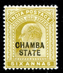 British India 1913 KGV Chamba 4a Bister Scott #40 Mint U162 - Picture 1 of 6