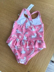 George Girls Swimsuit Size 1-1.5 Years Bnwt In Pink With Unicorns On - Picture 1 of 5