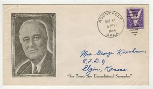 WW2 Patriotic 1944 PRESIDENT ROOSEVELT PORTRAIT ROOSEVELT OKLAHOMA - Picture 1 of 1