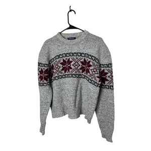 Career Club Sportswear grau Strick Schneeflocke Fair Isle Pullover L - Bild 1 von 7