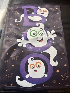Halloween BOO Ghost Yard 2 Sided House Flag Black Orange Purple Fun Spooky - Picture 1 of 6
