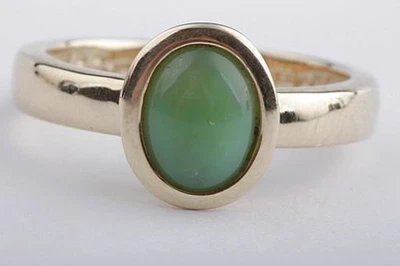 Ring Chrysopras 8 x 6mm 375 9K Gelbgold 53 16,9mm * - Bild 1 von 4