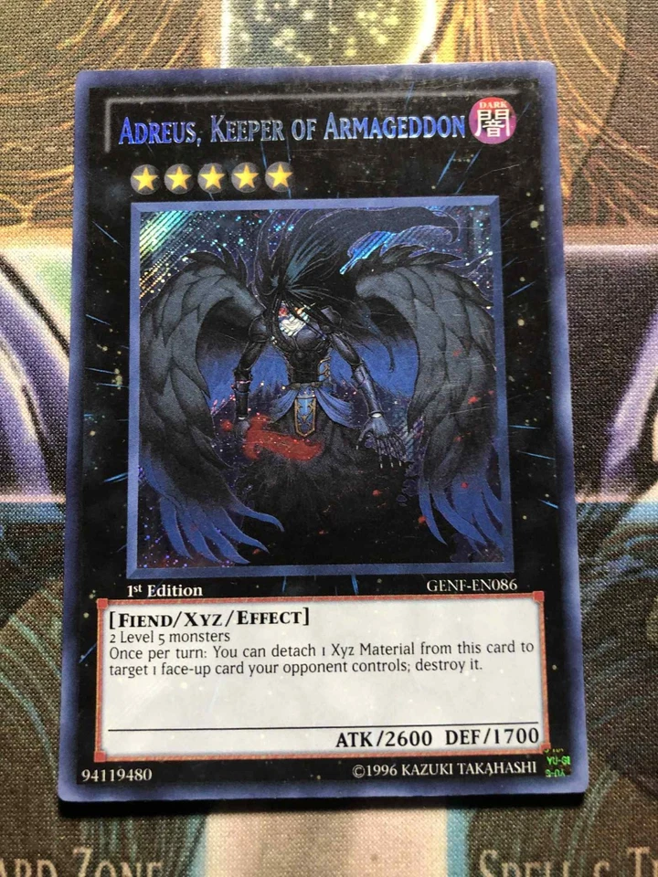 *** ADREUS, KEEPER OF ARMAGEDDON *** SECRET RARE 1ST EDITION GENF-EN086 YUGIOH! - Image 1 of 1