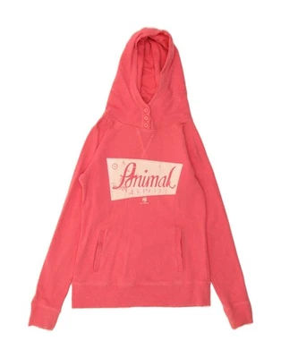 ANIMAL Womens Graphic Hoodie Jumper UK 12 Medium  Pink Cotton CS04 - Image 1 of 4
