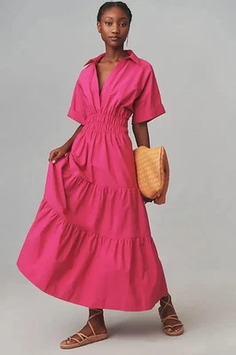 NWT by Anthropologie Somerset Maxi in Pink Cotton Shirt Edition Dress L Petite - Image 1 of 4