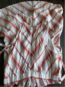 Women's New York & Company Linen Blend Midi Dress XL White & Orange Striped - Picture 1 of 6