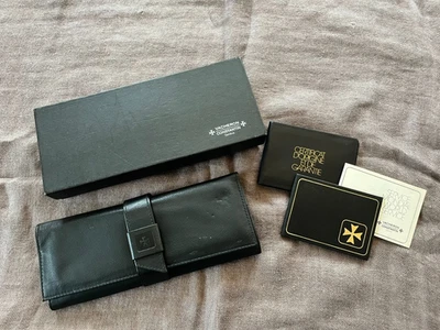 Estuche/bolso de viaje vintage VACHERON CONSTANTIN de cuero negro usado con caja Foto 1 de 4