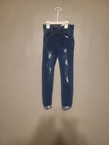 Pink Ivy Distressed Blue Girls Jeans EUC Size 10 Stretch - Picture 1 of 10
