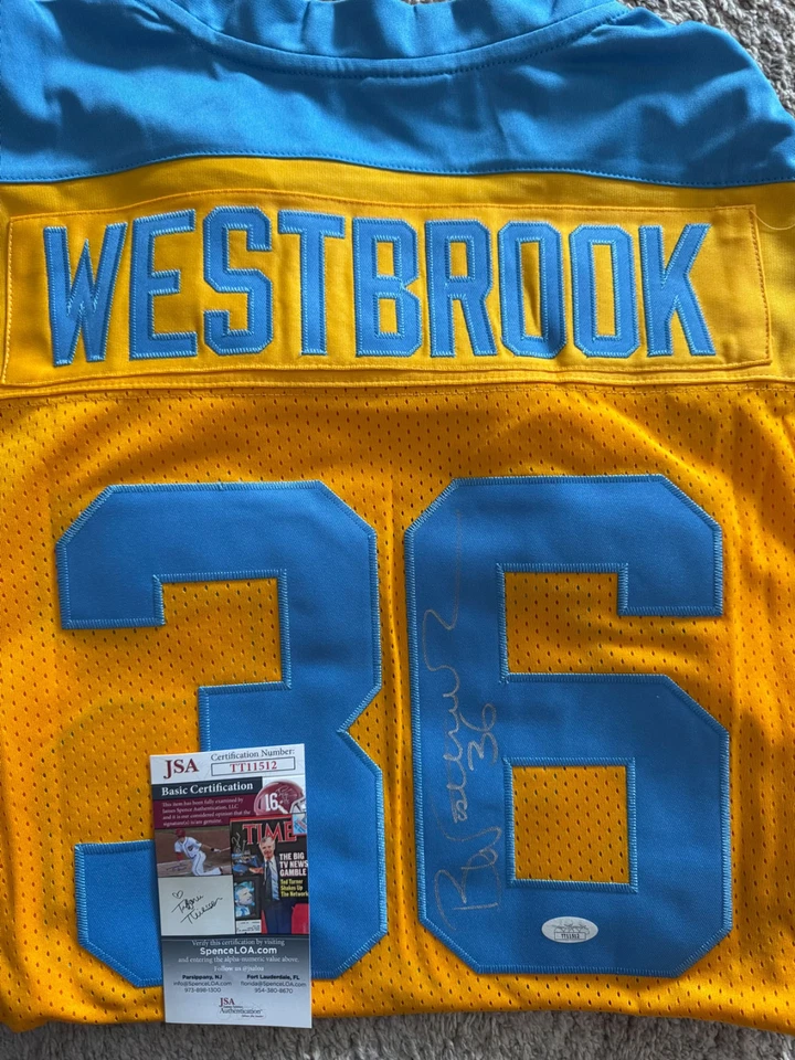 Camiseta deportiva retro firmada por Brian Westbrook Philadelphia Eagles 1933 JSA Cer Foto 1 de 1