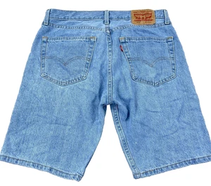 Levis 505 Shorts Men 33 Blue Jean Med Wash Jorts Dad Regular Fit Adult Retro - Picture 1 of 15
