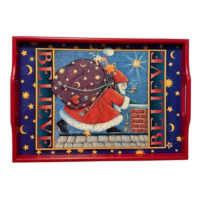 Mary Engelbreit BELIEVE Santa Claus Serving Tray Christmas Holiday Decor - Image 1 of 3