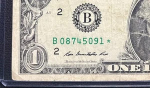 2013 $1 Dollar B Series *STAR NOTE  #08745091  *DUPLICATED ERRORS MADE IN DC - Picture 1 of 7