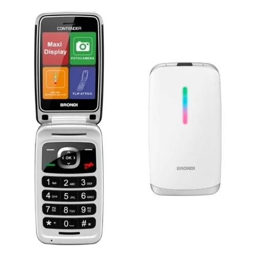 Telefono Cellulare Dual SIM Brondi Contender Bianco White Flip Sportellino