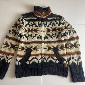 Scotch & Soda Mens Cream Purple Shetland Wool Knitted Funky Full Zip Cardigan S - Picture 1 of 8