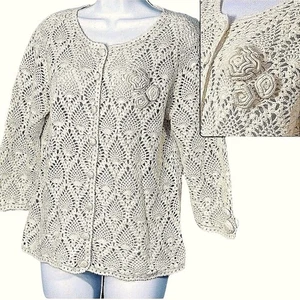 Vintage Häkel Strickjacke Damen groß Cottagecore Grannycore Boho Country Artsy Herbst - Bild 1 von 10