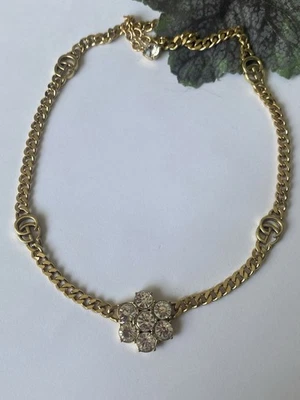 "Impresionante collar con acento de cristal de la firma Gucci/18"" GG-N-0016" Foto 1 de 4