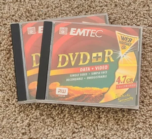 2 x Emtech (BASF) DVD+R 4.7GB Discs 4x Certified - Picture 1 of 1
