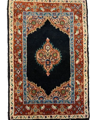 Ковер на часть комнаты из шерстяной/шелковой смеси ручной вязки 1 фут x 1 фут 11 дюймов - Изображение 1 из 4