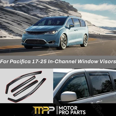 Para Chrysler Pacifica 2017-2025 Viseras de ventana en canal Protectores parasol Lluvia Foto 1 de 4