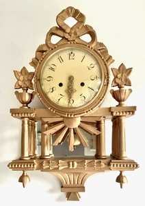 Vintage Wall Clock, Gild Carved Gustavian Style 1960s - Picture 1 of 8