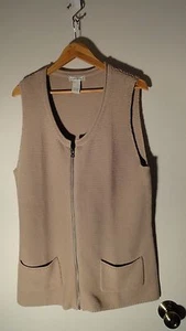 Gilet maglione Orvis Tan, 100% cotone, zip intera, donna grande - Foto 1 di 8