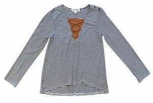 TEN SIXTY SHERMAN GIRLS Navy White Striped Long Sleeve Tee S New With Tags - Picture 1 of 3