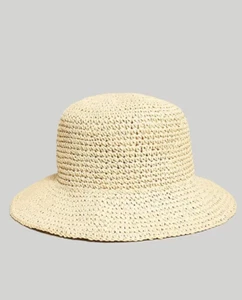 Madewell $48 Straw Bucket Hat Natural Size M/L NE852 - Picture 1 of 5