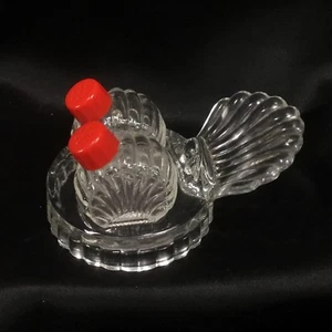 Vintage Pressed Glass Salt and Pepper Shakers Turkey Tail Tray 3 Piece UNUSED - Picture 1 of 8
