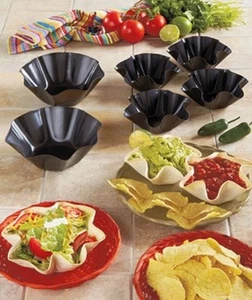 FOUR Small Steel Tortilla Bowl Bakers: Petite Taco Shell Makers: Nonstick Molds - Picture 1 of 3