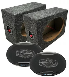 Blaupunkt GTX695 6x9" 750W 5 Way Speakers + Audiotek 6x9" Car Truck Box Pair - Picture 1 of 6