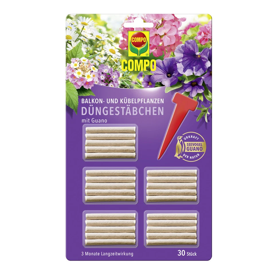 COMPO Balkon- und Kübelpflanzen Düngestäbchen mit Guano (30 Stäbchen) - Bild 1 von 1