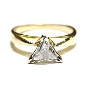 Anillo de compromiso GIA 14k oro amarillo 1ct SI2 H billón natural de diamantes 5,5 g 8,5 - Imagen 1 de 9