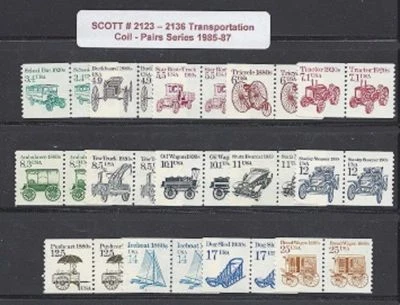 US Scott # 2123 - 2136 Transportation Coil Pairs / 1985-89 set of 14 MNH  - Image 1 of 2