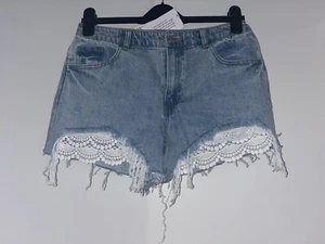 New With Tags Size 10 Denim & Lace Shorts by Very Blue White - Picture 1 of 7