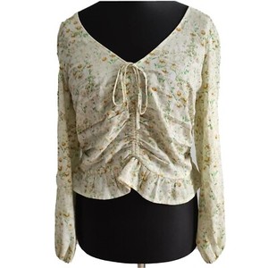 H&M Wildflower Sunflower crop top Size Large Shirred Back love island