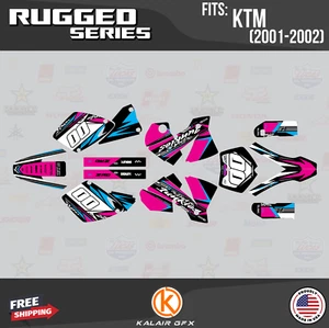 Graphics Kit for KTM SX SXF 125 250 380 520 525 (2001-2002) Rugged - Magenta - Picture 1 of 6