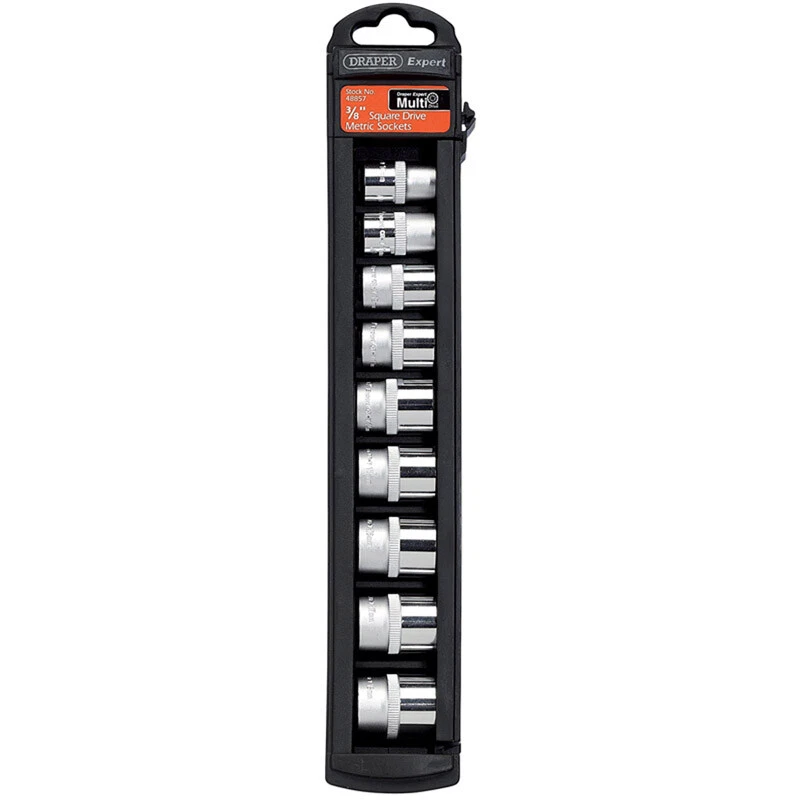 Draper 9 Piece 3/8" Drive Metric 12 Point Multi DrivSocket Set 10mm - 18mm 48857 - Image 1 of 1